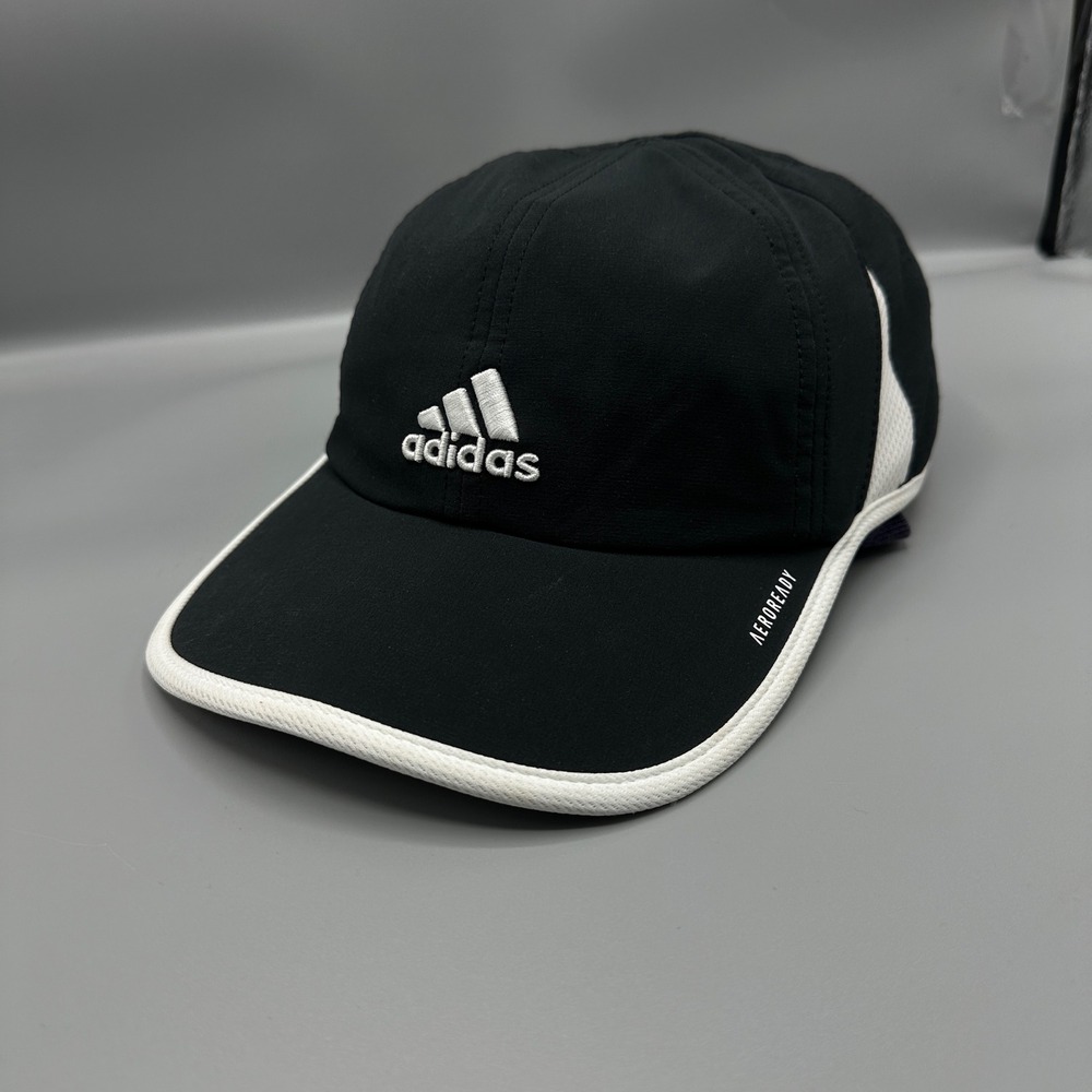 Adidas Aeroready Running Hat Black White Adjustable Performance Baseball Cap